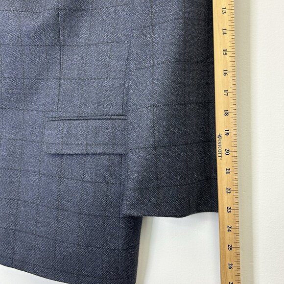Oscar De La Renta Blazer Jacket Men’s Size 46R Blue Windowpane Sport Coat Wool - Picture 10 of 12